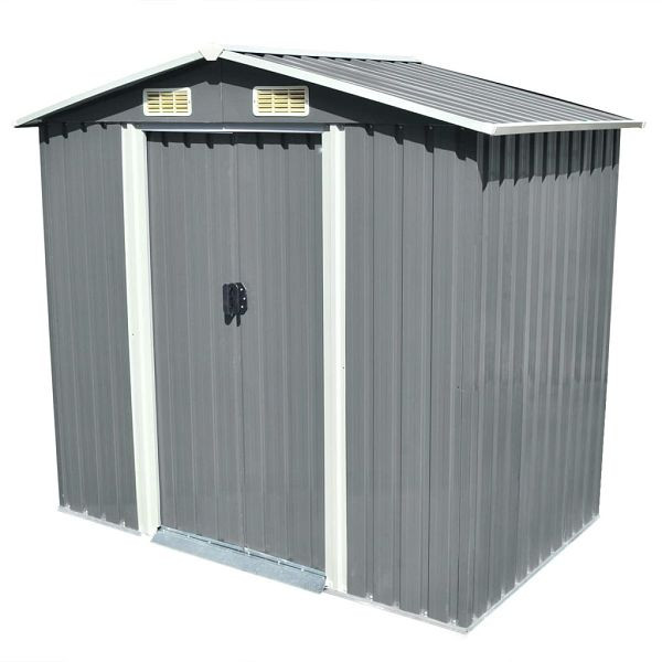 vidaXL Gartenschuppen Grau Metall 204 x 132 x 186 cm, 42983