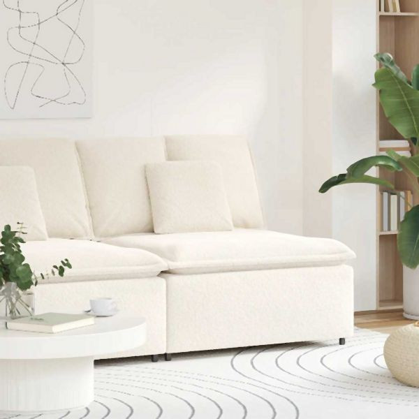vidaXL Modulares Sofa Mittelmodul mit Kissen Creme 100 cm, 4104445