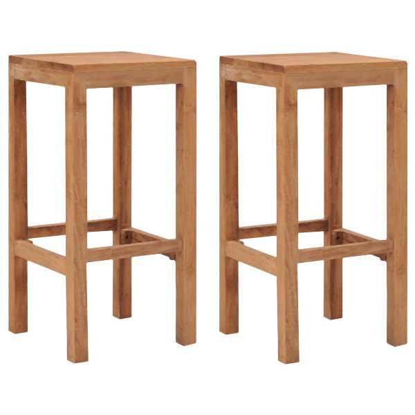 vidaXL Barhocker 2 Stück Massivholz Teak, Massivholz, 287232