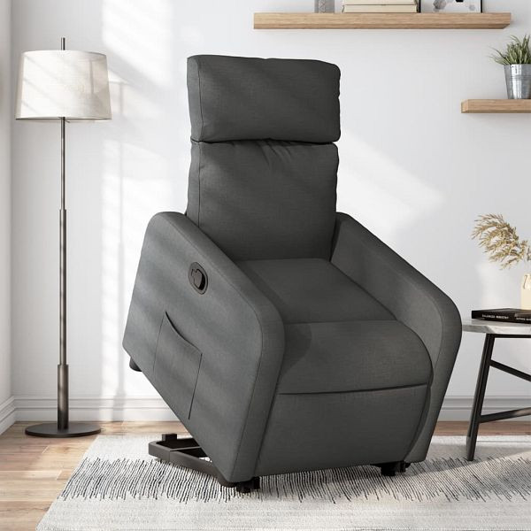 vidaXL Relaxsessel mit Aufstehhilfe Dunkelgrau Stoff, 3206700