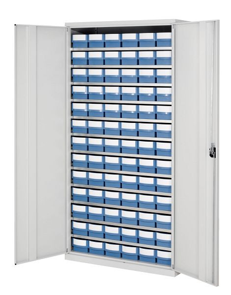 Kappes Systemschrank mit Volumenregalkasten, H 1950 x B 1000 x T 500 mm, RAL 7035, Modell 2 78 x Modell 4105, taubenblau, 1251.06.1013