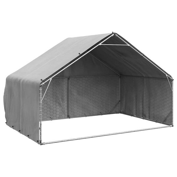 vidaXL Outdoor-Hundezwinger mit Abdeckung 3x2x1,9 m Verzinkter Stahl, 4105409