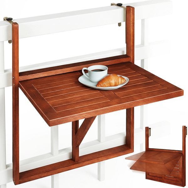 casaria Balkonhängetisch Akazienholz 65x45x87cm FSC®-zertifiziert klappbar, 102331