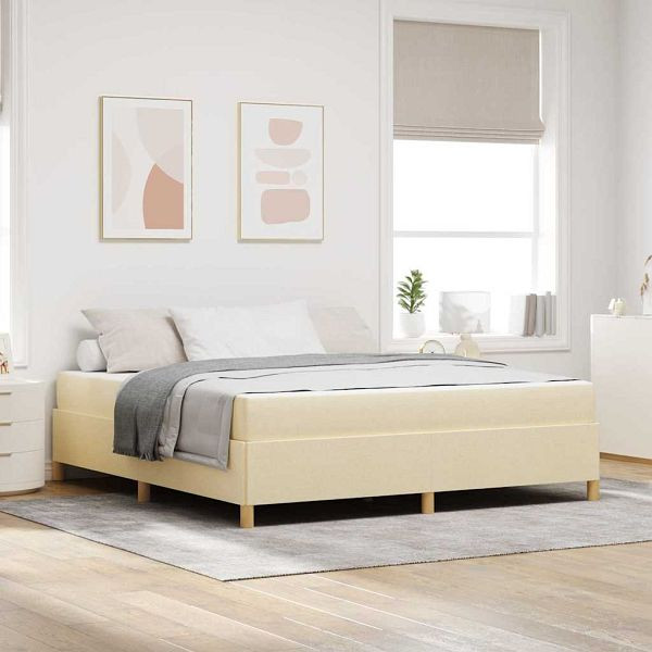 vidaXL Boxspringbett Creme und Beige und Weiß 180 x 200 cm Stoff, 3398960