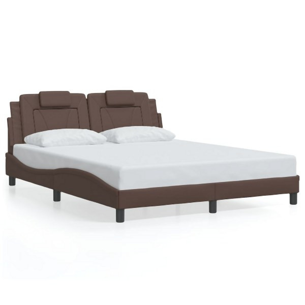 vidaXL Bettgestell mit Kopfteil Braun 160x200 cm Kunstleder, 3208105