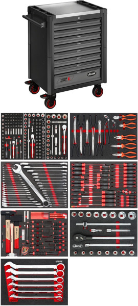 VIGOR Werkstattwagen Series L, mit Sortiment, 336-teilig, Anzahl Werkzeuge: 336, V1901-X/NKW