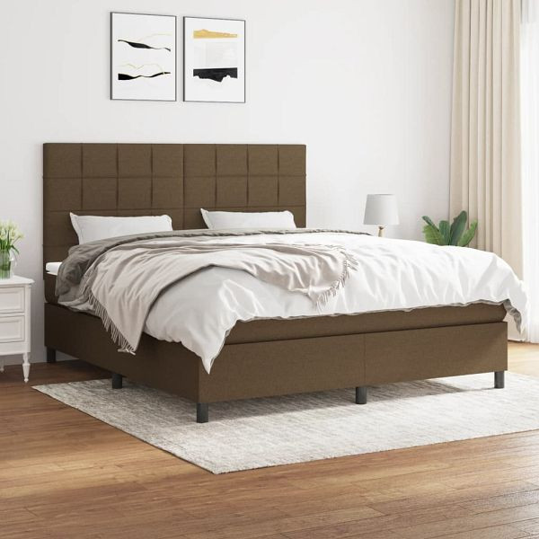 vidaXL Boxspringbett mit Matratze Dunkelbraun 180x200 cm Stoff, 3141796