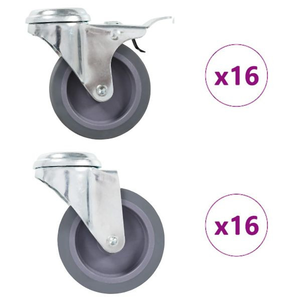 vidaXL 32 Stk. Lenkrollen mit Rückenloch 75 mm, für kleine Ausrüstungen, 277890