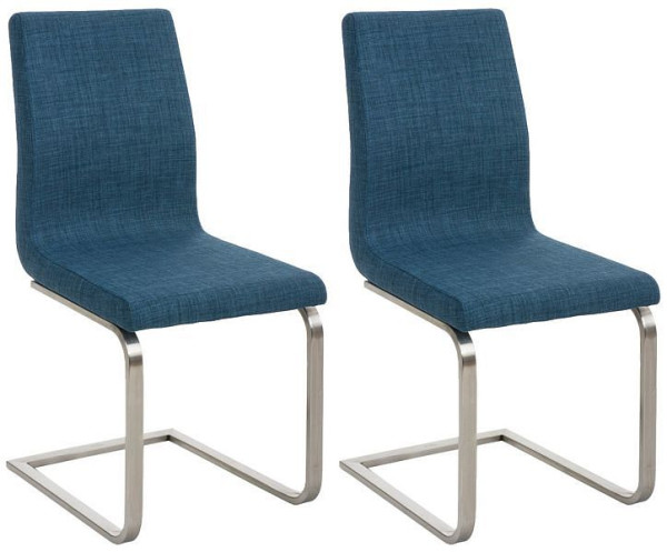 CLP 2er Set Esszimmerstühle Belfort Stoff, blau, 322825