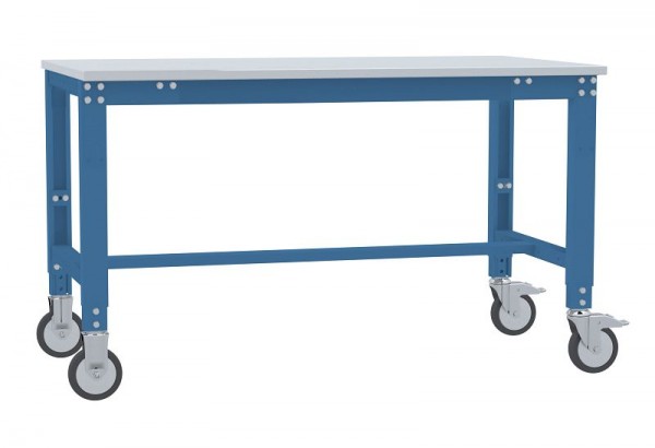 Manuflex Arbeitstisch UNIVERSAL Spezial mobil mit Melaminplatte, BxTxH = 1000 x 600 x 752-972 mm, Brillantblau, AU7301.5007