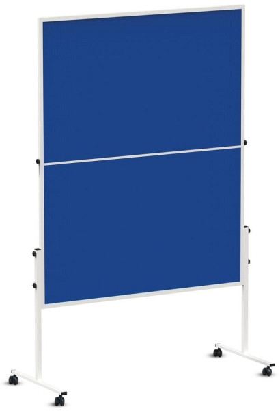 Deskin Moderationstafel ECONOMY, Oberfläche beidseitig Filz blau, H 1500 x B 1200 mm, klappbar, 293325