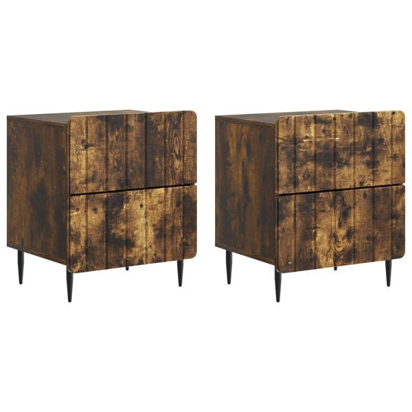 vidaXL Nachttisch 2-teilig Geräucherte Eiche 43 x 34,5 x 49,5 cm, 894306