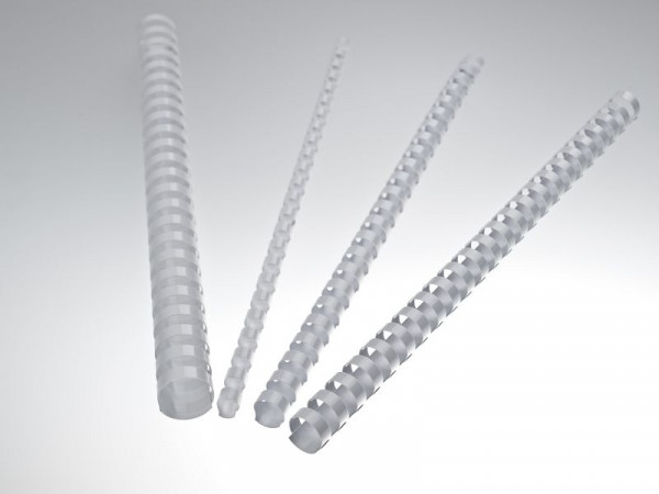 RENZ Plastikbinderücken US-Teilung, 21 Ringe für DIN A4, Ø 28 mm, weiß, VE: 25 Stück, 17280021
