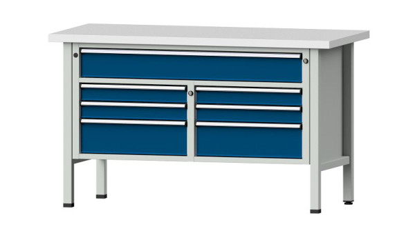 ANKE Werkbänke Kastenwerkbank, Modell 258 V, 1500 x 700 x 890 mm, RAL 7035/5010, KSP 40 mm, 304.133
