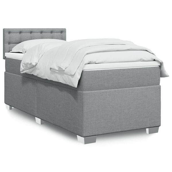 vidaXL Boxspringbett mit Matratze Hellgrau 80x200 cm Stoff, 3285729