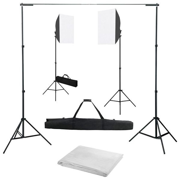 vidaXL Fotostudio-Set mit Softboxen und Hintergrundsystem, 3055056