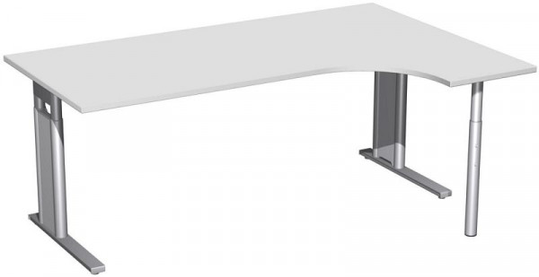 geramöbel PC-Schreibtisch rechts höhenverstellbar, C Fuß Blende optional, 1800x1200x680-820, Lichtgrau/Silber, N-647323-LS