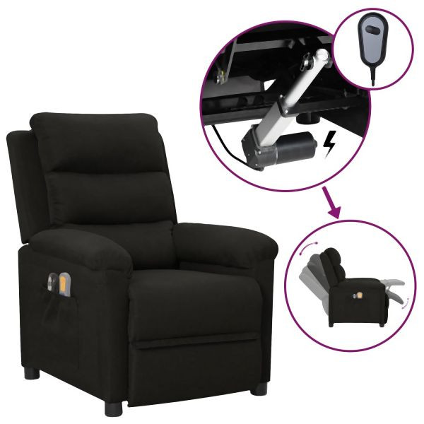 vidaXL Massagesessel Elektrisch Schwarz Stoff, Entspannung, 3098977