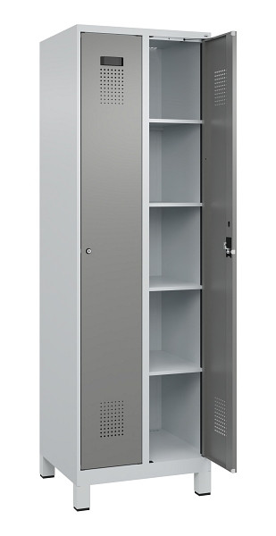 C+P Wäsche-Spind Evolo PLUS, mit Füßen, 2 Abteile, 1950x600x500mm, 7035/0004, Verschluss Zylinderschloss, Ablageböden 8, 049010-20B S10041