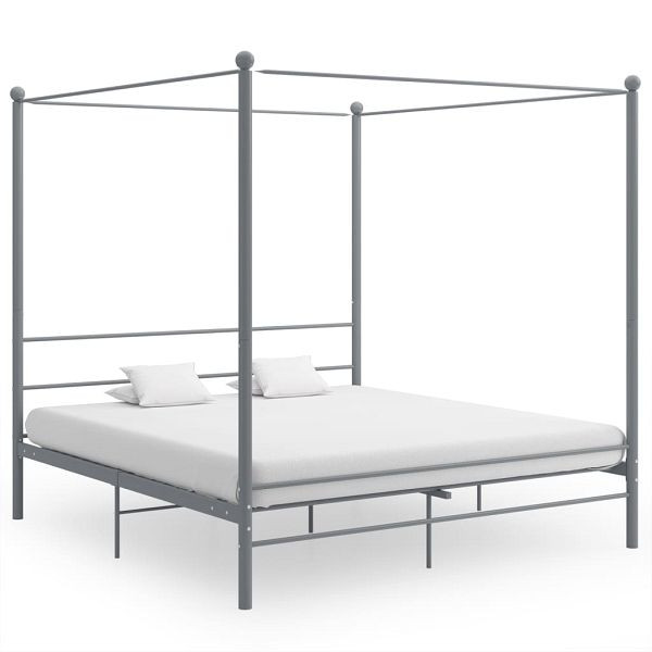 vidaXL Himmelbett Grau Metall 200x200 cm, Material: pulverbeschichtetes Metall, 325071