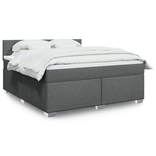 vidaXL Boxspringbett mit Matratze Dunkelgrau 180x200 cm Stoff, 3285968