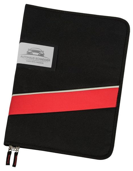 Eichner Schlüsselmappe XL schwarz/rot aus Polyester, 27,5 x 38,5 x 4 cm, für 28 Schlüssel mit abnehmbaren Schlüsselclips und 2 Stiftehalter, 9201-00035