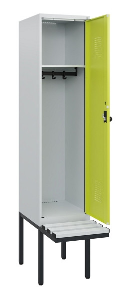 C+P Spind Evolo PLUS, 1 Abteil, 1950x400x815mm, 7035/0024, Drehriegel, Sitzfläche Kunststoff, 0490405-12 S10069