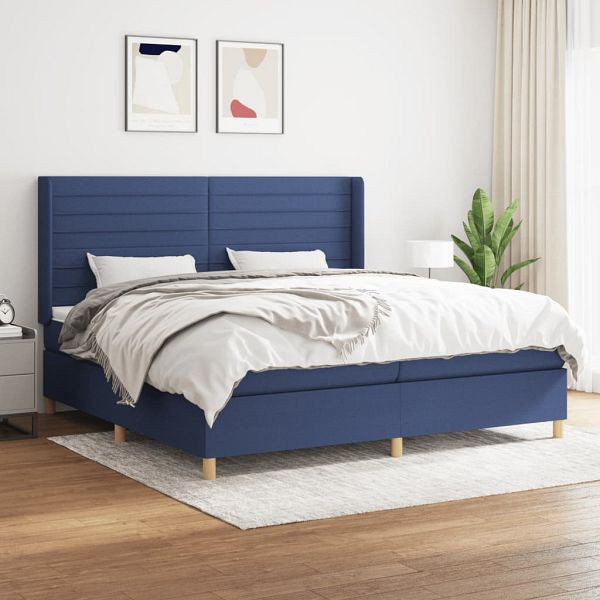 vidaXL Boxspringbett mit Matratze Blau 200x200 cm Stoff, 3132103