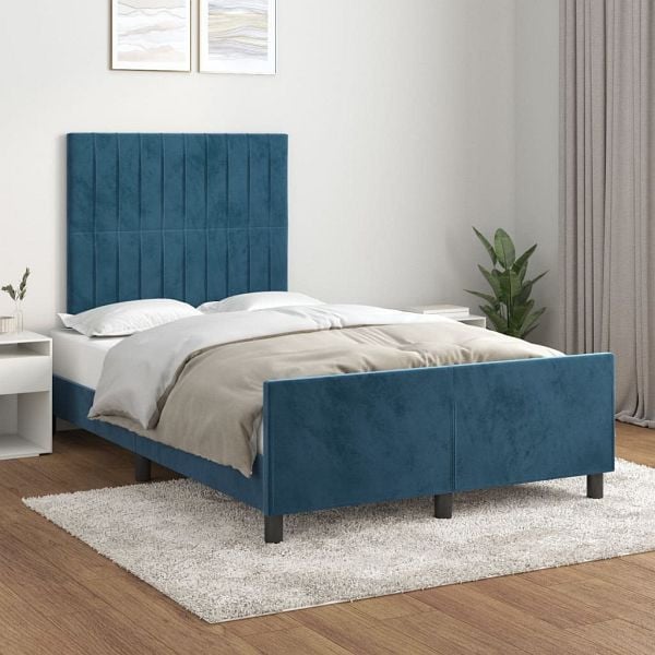 vidaXL Bettgestell mit Kopfteil Dunkelblau 120x200 cm Samt, 3125871