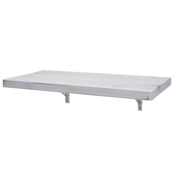 Mendler Wandtisch HWC-H48, Wandklapptisch Wandregal Tisch, klappbar Massiv-Holz, 120x60cm shabby weiß, 73419