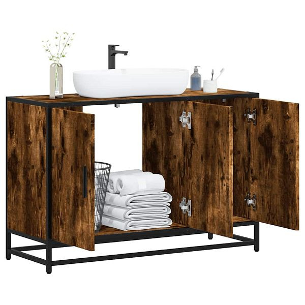 vidaXL Waschbeckenunterschrank Räuchereiche 90x33x60 cm Holzwerkstoff, 849271