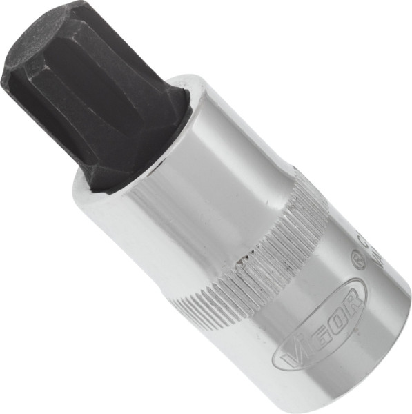 VIGOR RIBE Schraubendreher-Einsatz, Vierkant hohl 12,5 mm (1/2 Zoll), Innen Keilprofil Ribe-CV, M14, Länge: 55 mm, V2210