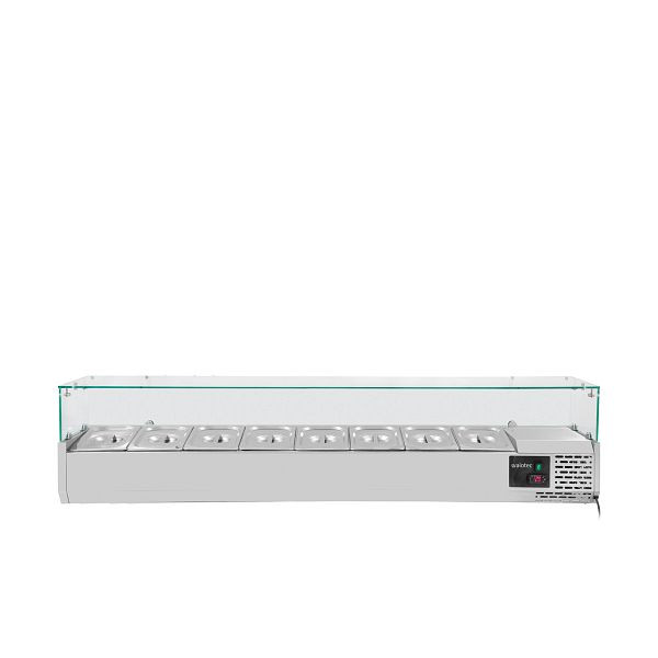 Vaiotec EASYLINE Kühlaufsatz 380 mit Glasabdeckung 8xGN1/3 - 1800, 180x39,5x43,5 cm, 10077