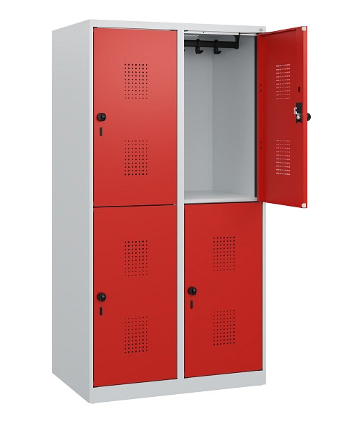 C+P Doppelstöckiger Spind Evolo PLUS, 4 Fächer, 1530x800x500mm, 7035/3020, Drehriegel, 0493005-22 S10005