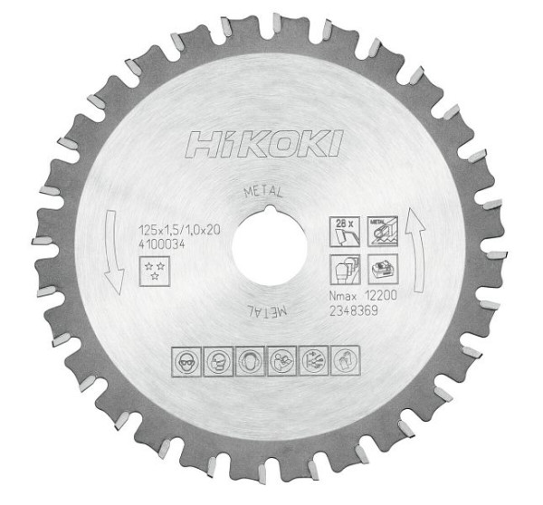 HiKOKI TCT Kreissägeblatt Stahl 125x20 Z28 Trapez- / Flachzahn, 4100034