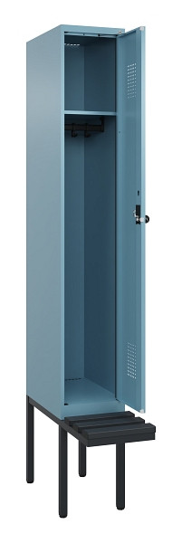 C+P Spind Evolo PLUS, 1 Abteile, 2120x300x815mm, 0010/0010, Haken 3, Drehriegel, Sitzfläche Kunststoff, 0490407-10 S10075