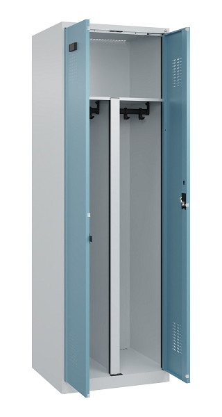 C+P PSA Schwarz-Weiß-Spind Evolo PLUS, 2 Abteile, 1850x600x500mm, 7035/0010, Zylinderschloss, 049002-20P S10036