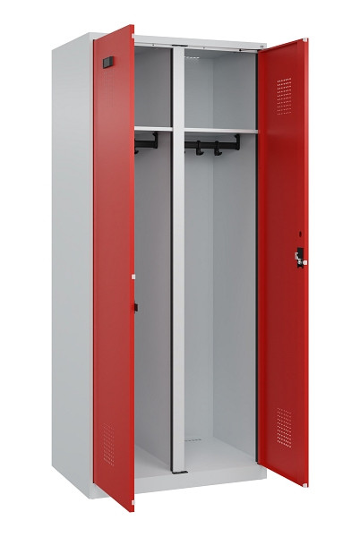 C+P Schwarz-Weiß-Spind Evolo PLUS, 2 Abteile, 1850x800x500mm, 7035/3020, Zylinderschloss, 049002-22 S10032