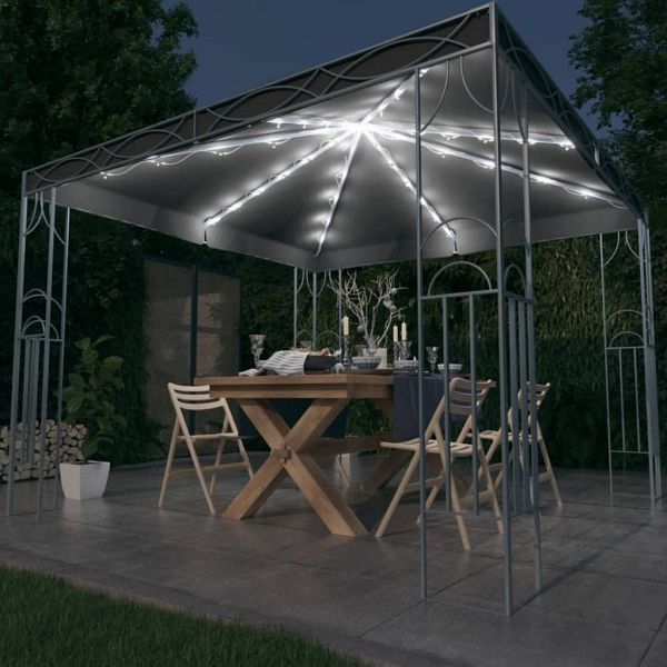vidaXL Pavillon mit LED-Lichterkette 300x300 cm Anthrazit, 3070339