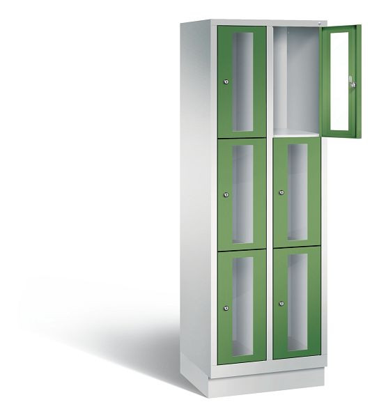 C+P Schließfachschrank Classic, H1800xB610xT500mm, Farbe: Lichtgrau / Resedagrün, 8020A203 S10004