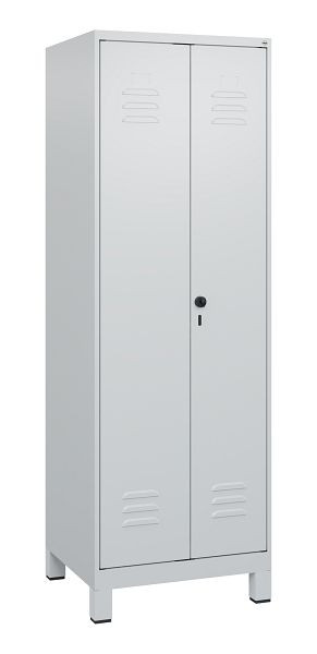 C+P Umkleidespind Classic PLUS, Doppel-Spind, Füße, 2 Abteile, 1800x600x500mm, 7035/7035, Drehriegel, 0800127-20P S10009