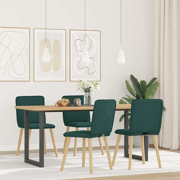 vidaXL Esszimmerstühle 4 Stk. Dunkelgrün Stoff, 3315325