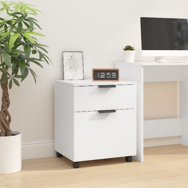 vidaXL Mobiler Aktenschrank mit Rollen Weiß 45x38x54 cm Holzwerkstoff, 811520