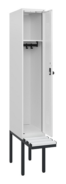 C+P Spind Evolo PLUS, 1 Abteil, 1950x300x815mm, 9016/9016, Drehriegel, Sitzfläche Kunststoff, 0490405-10 S10074