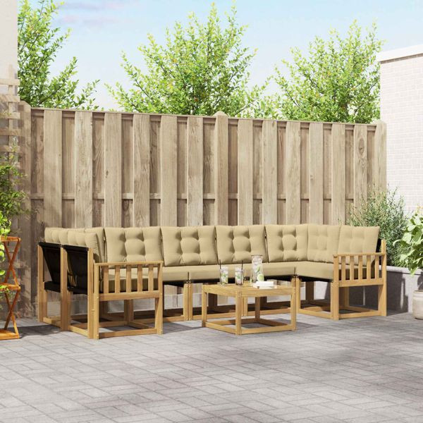 vidaXL Outdoor-Sofagarnitur mit Kissen 8-teilig Weiß und Beige, 3389307