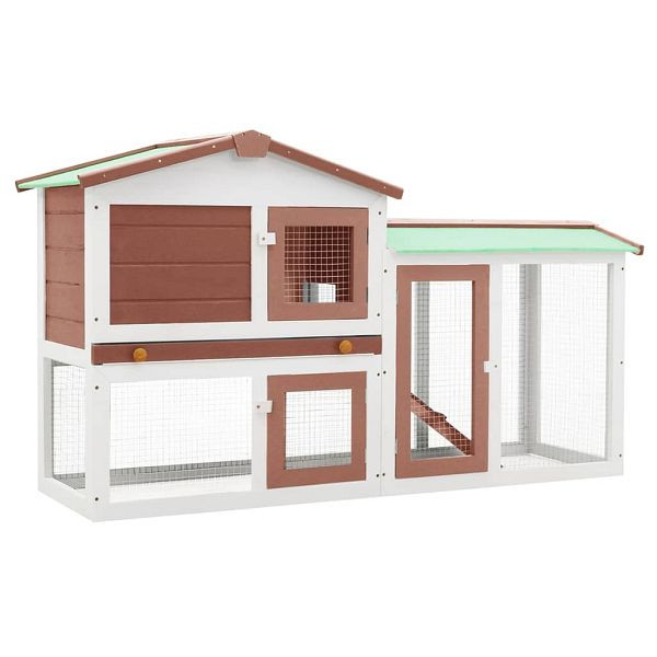 vidaXL Großer Kaninchenstall Braun und Weiß 145x45x84 cm Holz, 170841