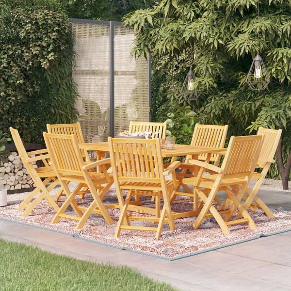 vidaXL 9-teilig Garten-Essgruppe Massivholz Teak, 3059576