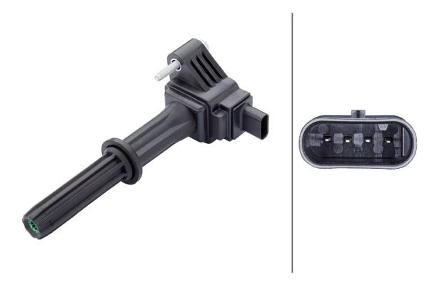 HELLA Zündspule, 14V, 4-polig, Kerzenschachtzündspule, geschraubt, 5DA 358 168-161
