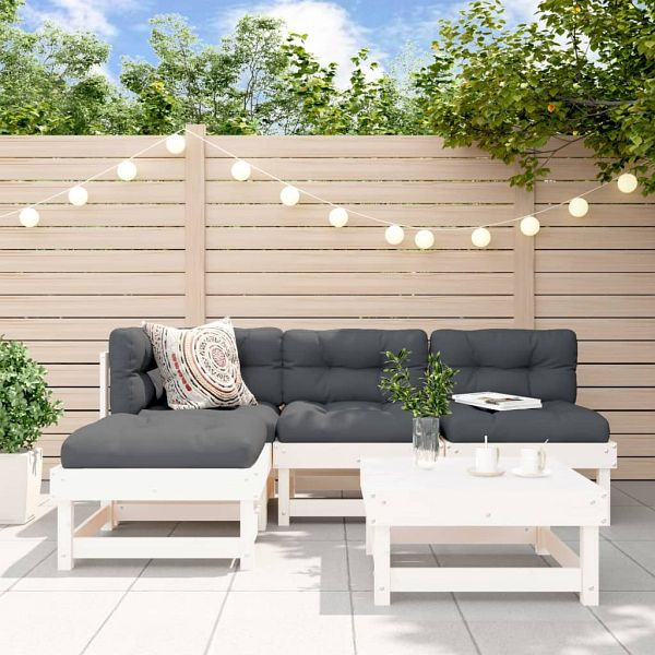 vidaXL 5-teilig Garten-Lounge-Set Weiß Massivholz Kiefer, 3186516