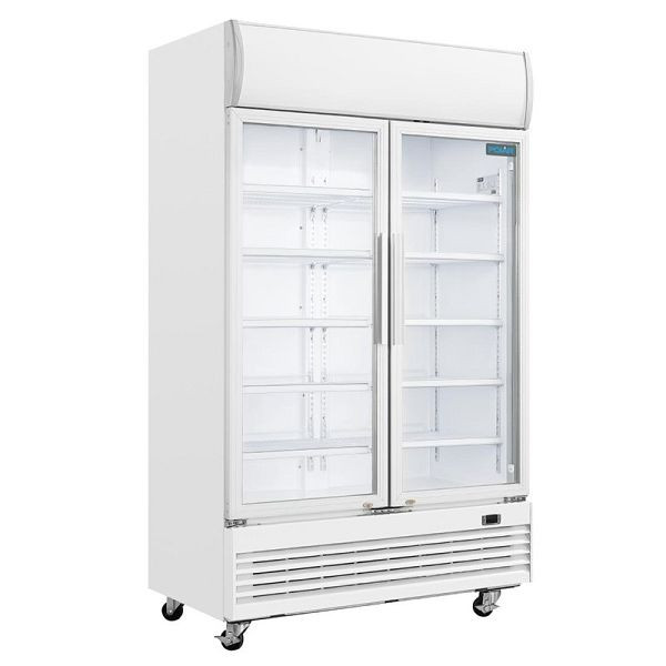 Polar G-Serie Zweitürige Displaykühlung mit Leuchtkasten 950L Schwingtüren, GE580